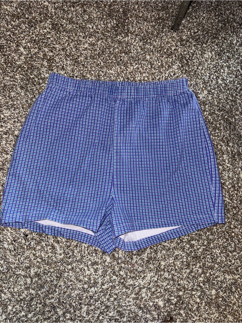 Just My Size Blue Checked Hot Shorts